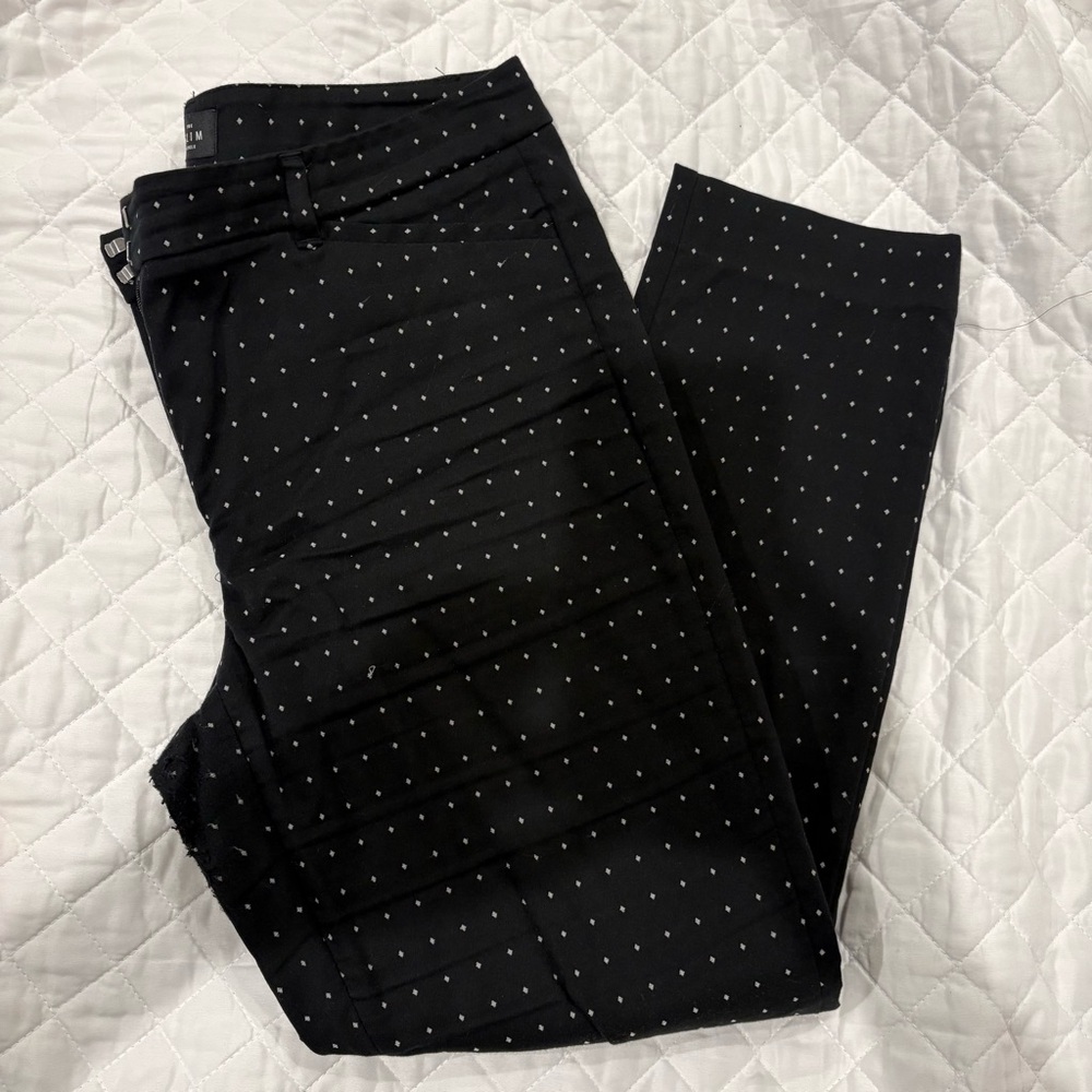 White House Black Market Elegant Black Polka Dot Women's Cropped Pants, Size 10